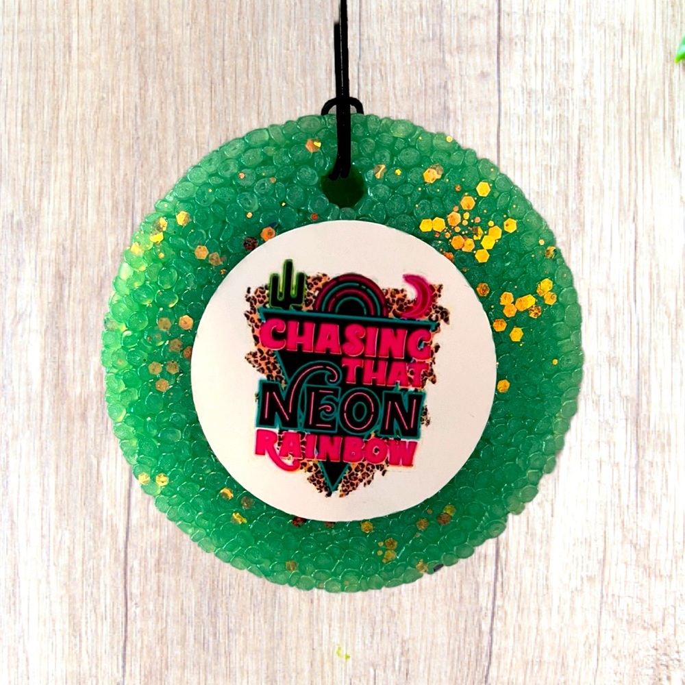 ‘Chasin’ that Neon Rainbow’ Car Freshie - Cucumber Melon scented